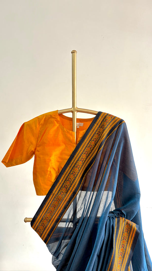 'JAMINI: Blue' Handwoven Begumpuri Cotton Saree