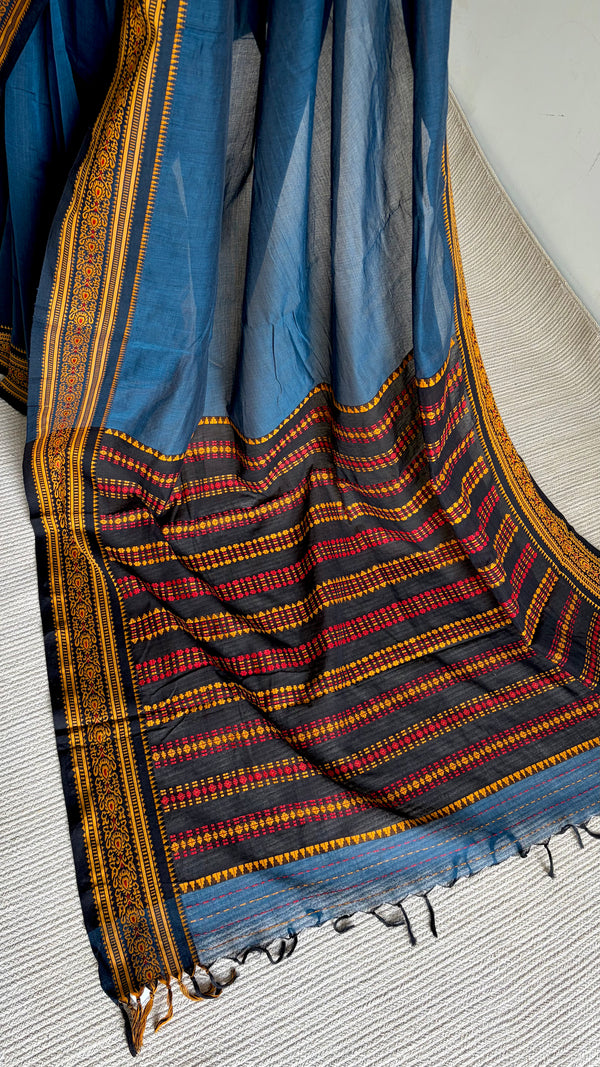'JAMINI: Blue' Handwoven Begumpuri Cotton Saree