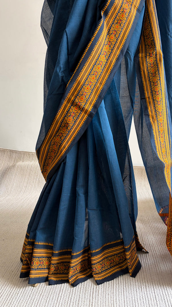 'JAMINI: Blue' Handwoven Begumpuri Cotton Saree