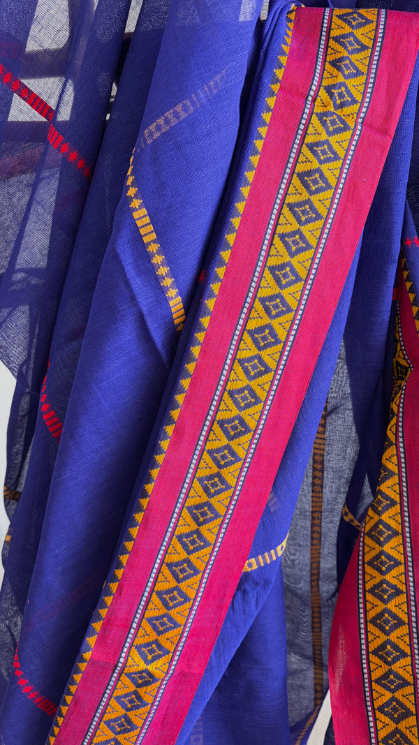 'BANI: Violet' Handwoven Begumpuri Cotton Saree