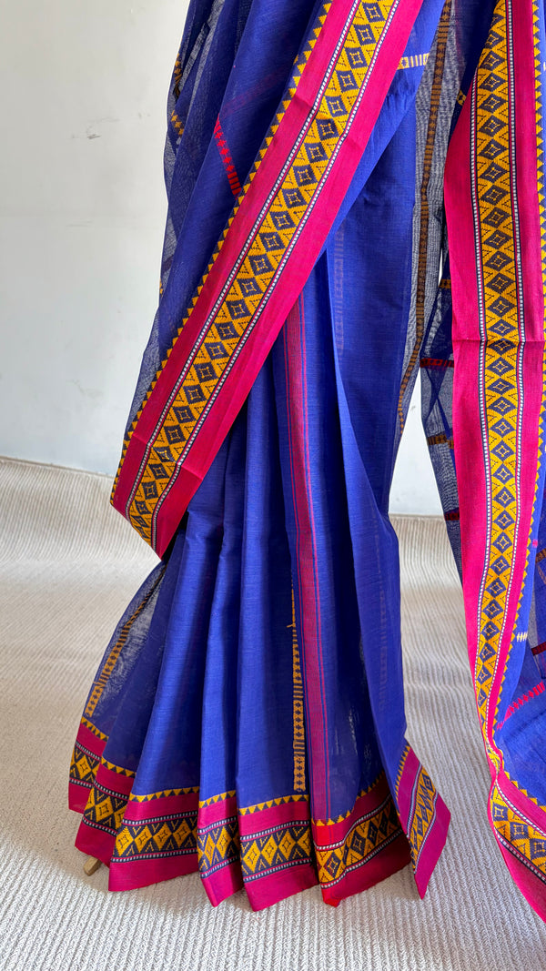 'BANI: Violet' Handwoven Begumpuri Cotton Saree