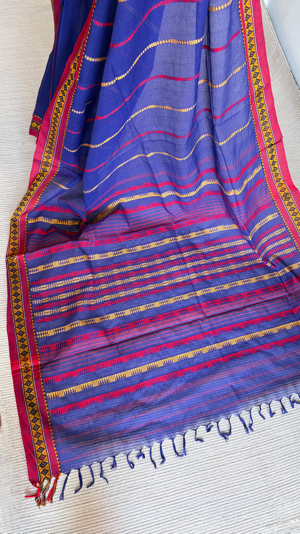 'BANI: Violet' Handwoven Begumpuri Cotton Saree