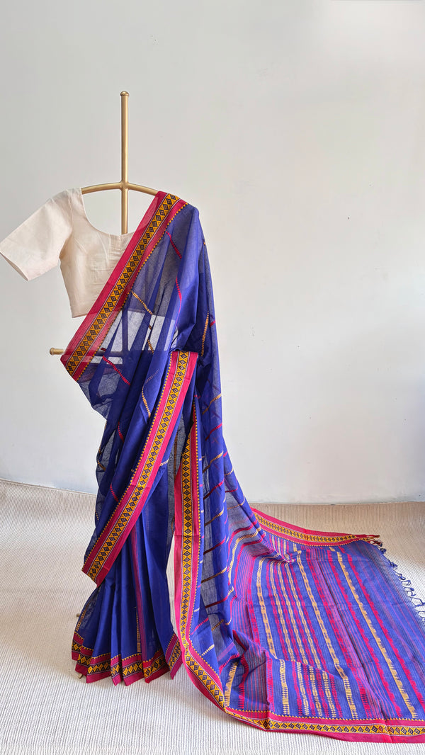 'BANI: Violet' Handwoven Begumpuri Cotton Saree