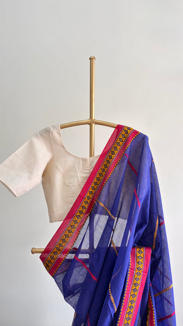 'BANI: Violet' Handwoven Begumpuri Cotton Saree