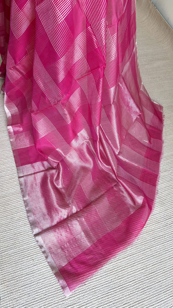 'CHANDRALEKHA' Handwoven Silk-Cotton Chanderi Saree