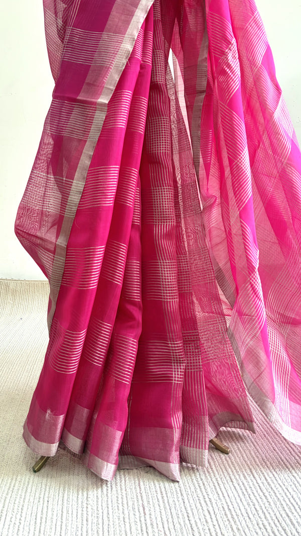 'CHANDRALEKHA' Handwoven Silk-Cotton Chanderi Saree