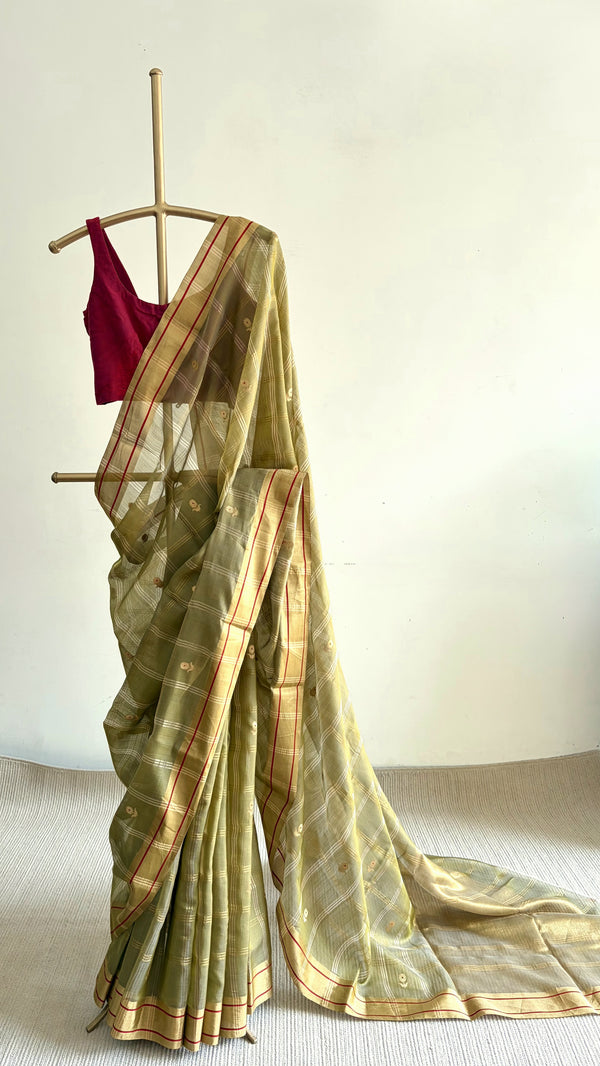 'MALWA RANI' Handwoven Silk-Cotton Chanderi Saree