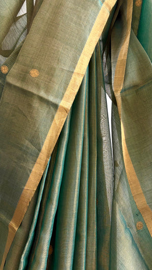 'KIRITI STAMBH' Handwoven Silk-Cotton Chanderi Saree