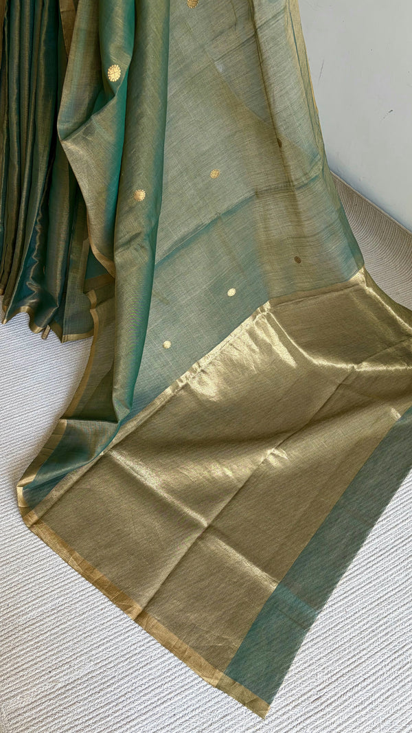 'KIRITI STAMBH' Handwoven Silk-Cotton Chanderi Saree