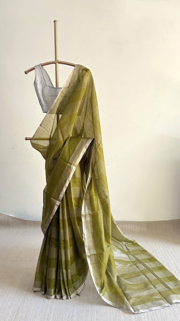 'HIRANMAYA' Handwoven Silk-Cotton Chanderi Saree