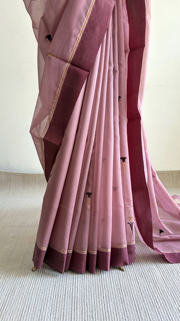 'AMRITVAHINI' Handwoven Silk-Cotton Chanderi Saree