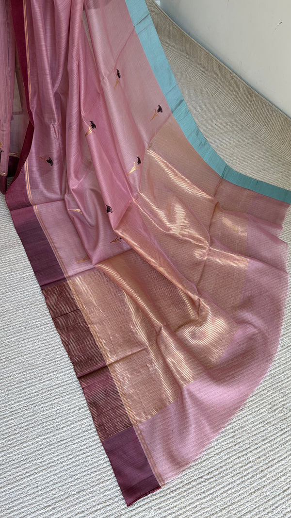 'AMRITVAHINI' Handwoven Silk-Cotton Chanderi Saree