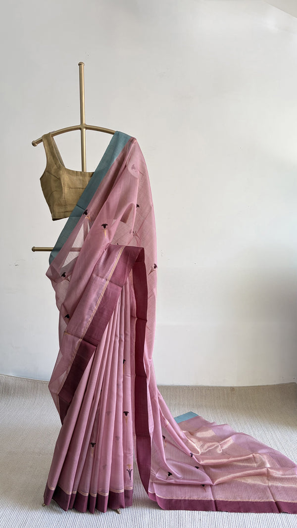 'AMRITVAHINI' Handwoven Silk-Cotton Chanderi Saree