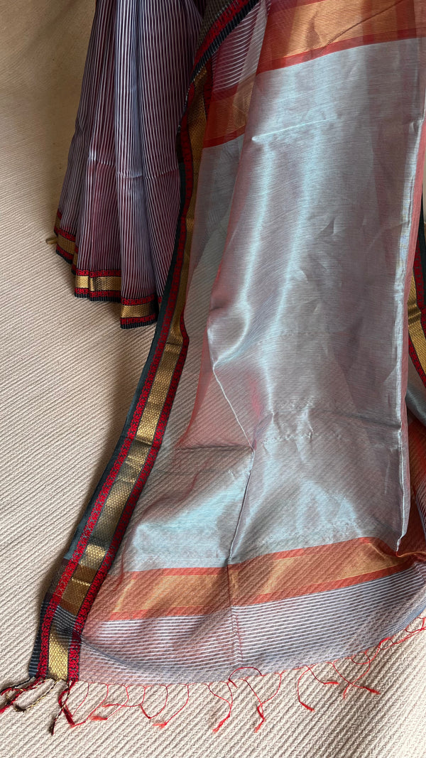 'MIRNALINI' Handwoven Silk by Silk-Cotton Maheshwari Saree
