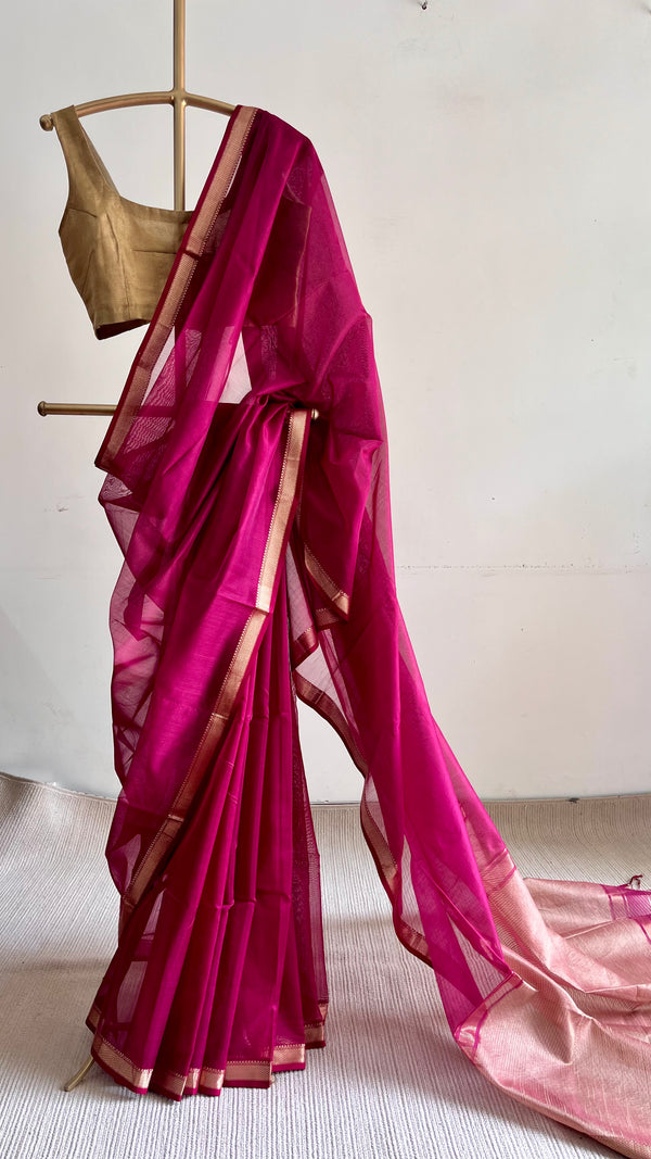 'YAMIKA' Handwoven Silk-Cotton Maheshwari Saree