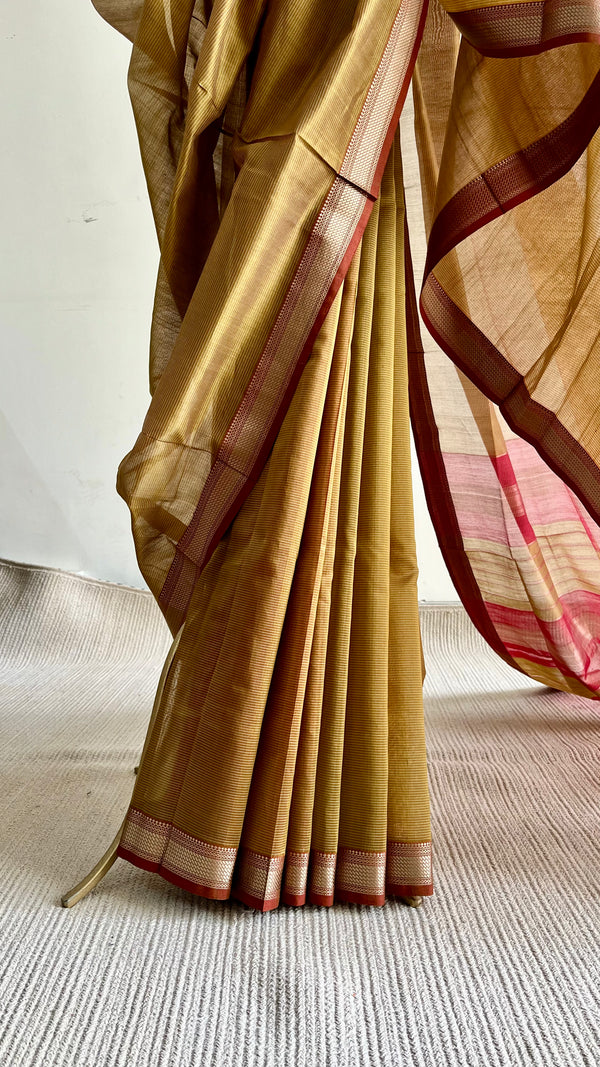 'ILAI' Handwoven Silk-Cotton Maheshwari Saree