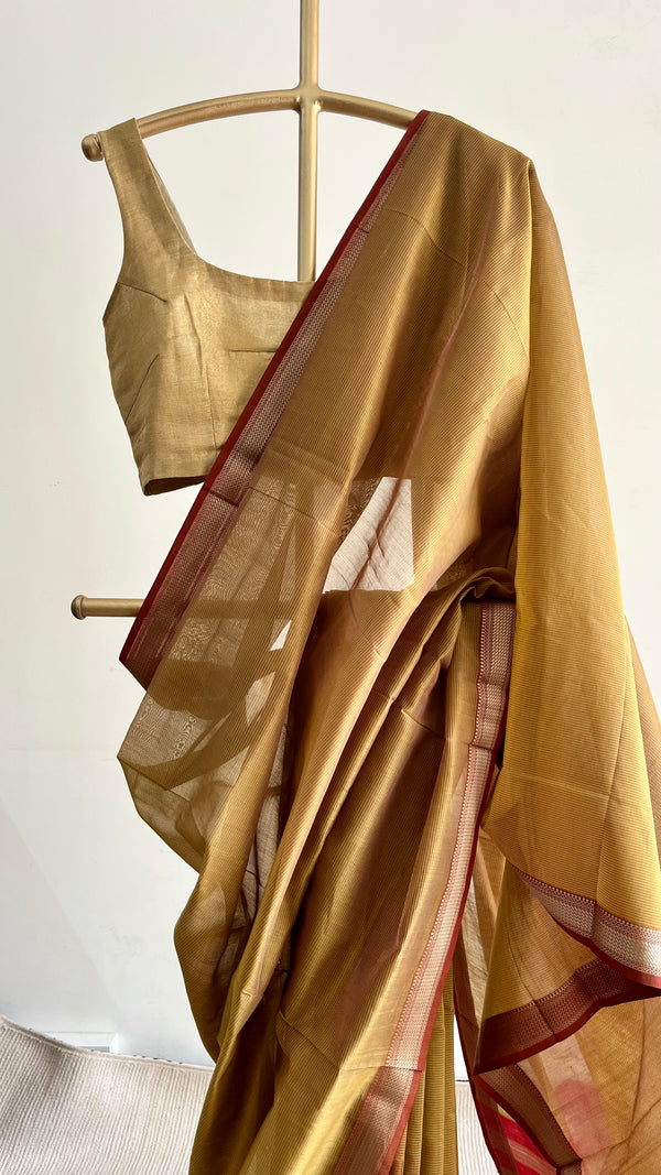'ILAI' Handwoven Silk-Cotton Maheshwari Saree