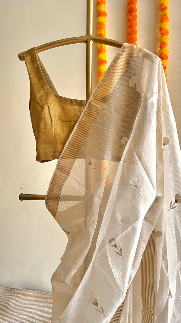 'BRAHMACHARINI' Handwoven Mulberry Silk Chanderi Saree