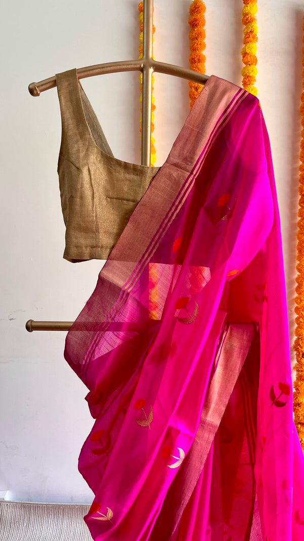 'SIDDHIDATRI' Handwoven Mulberry Silk Chanderi Saree