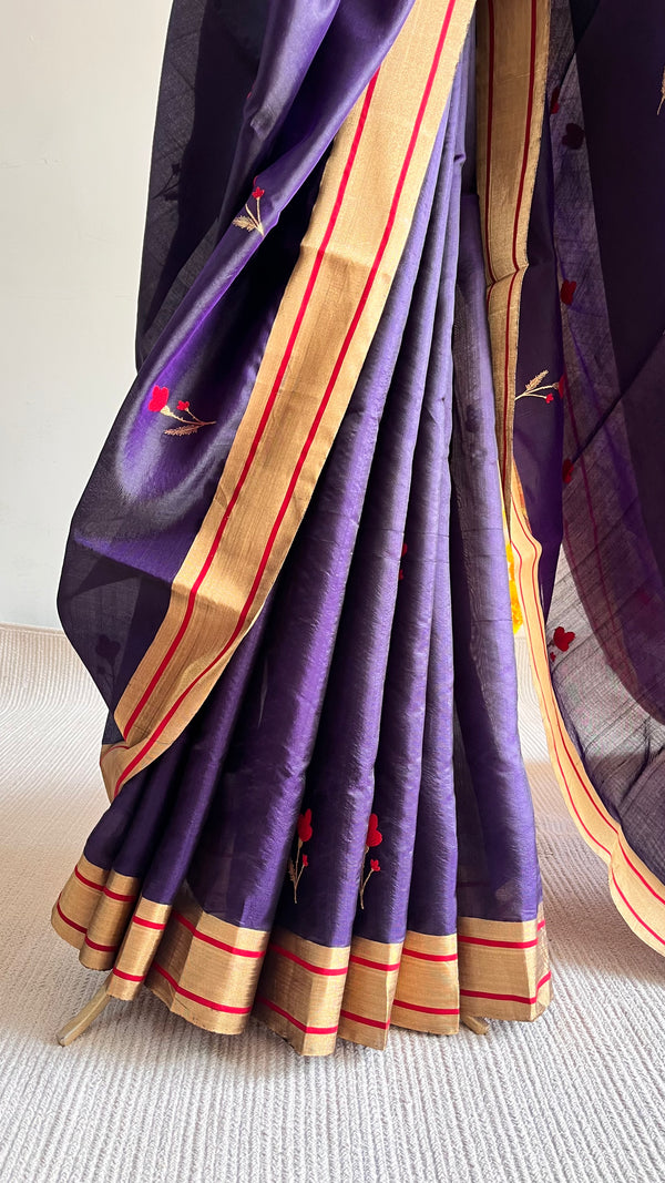 'KALARATRI' Handwoven Mulberry Silk Chanderi Saree