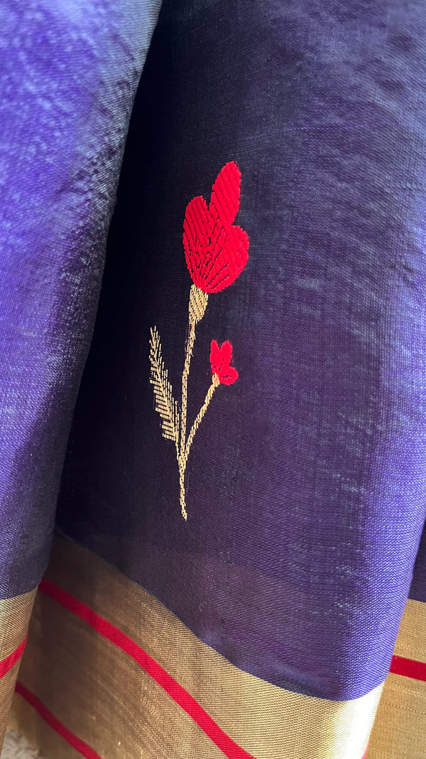 'KALARATRI' Handwoven Mulberry Silk Chanderi Saree