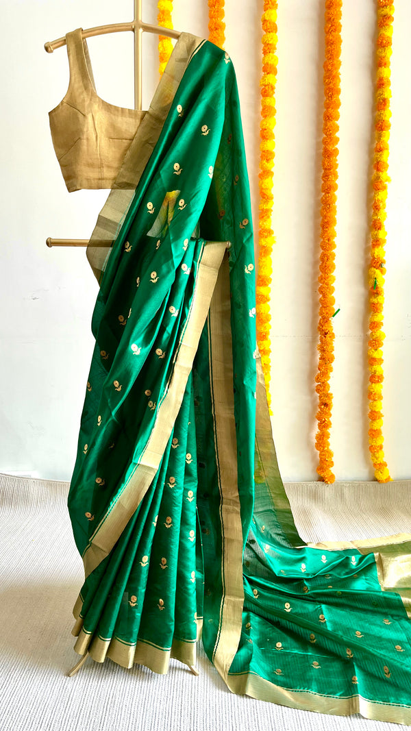'CHANDRAGHANTA' Handwoven Mulberry Silk Chanderi Saree