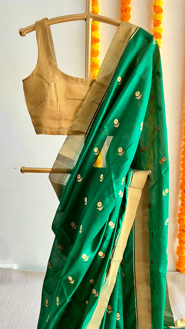 'CHANDRAGHANTA' Handwoven Mulberry Silk Chanderi Saree