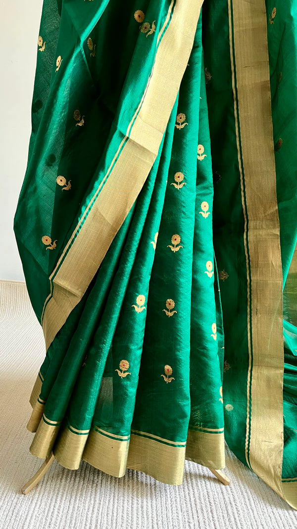 'CHANDRAGHANTA' Handwoven Mulberry Silk Chanderi Saree