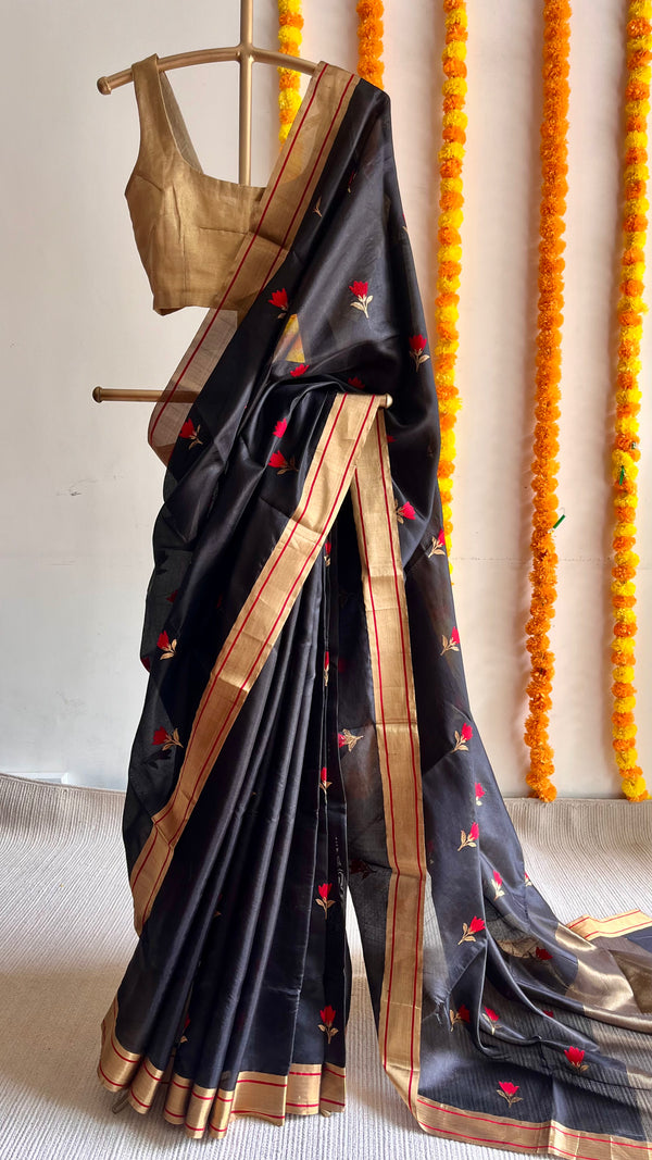 'AMEYA' Handwoven Mulberry Silk Chanderi Saree