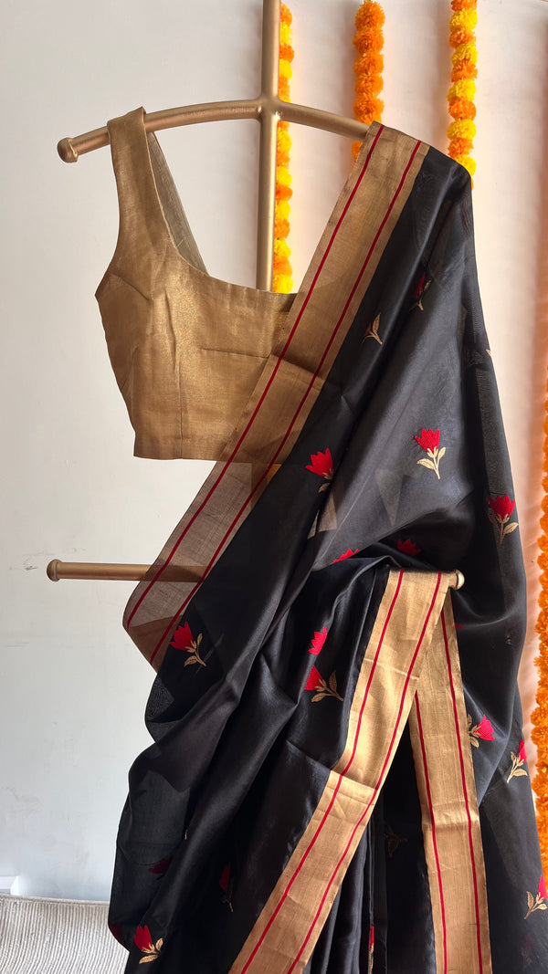 'AMEYA' Handwoven Mulberry Silk Chanderi Saree