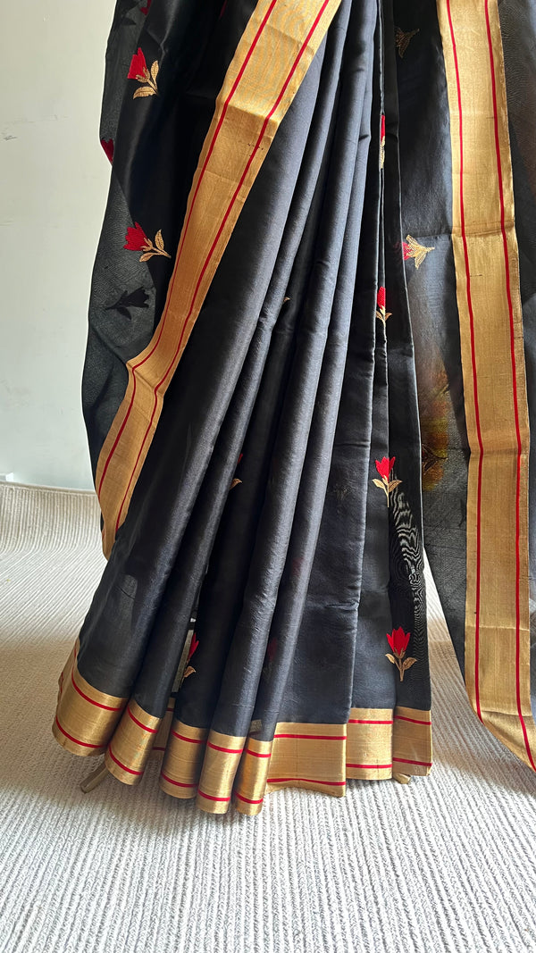 'AMEYA' Handwoven Mulberry Silk Chanderi Saree