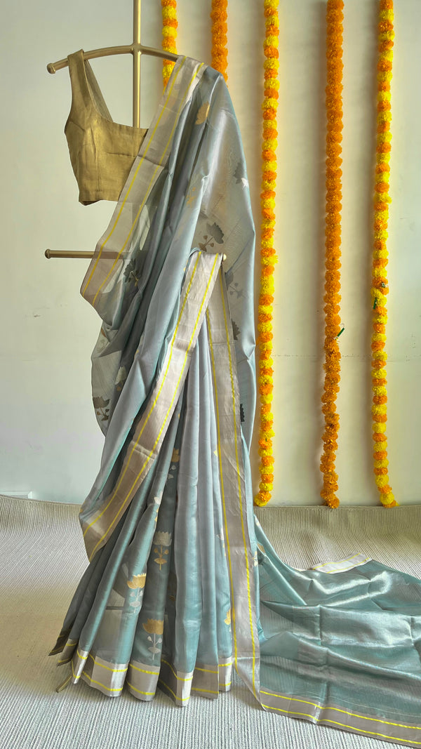 'BHAVINI' Handwoven Mulberry Silk Chanderi Saree
