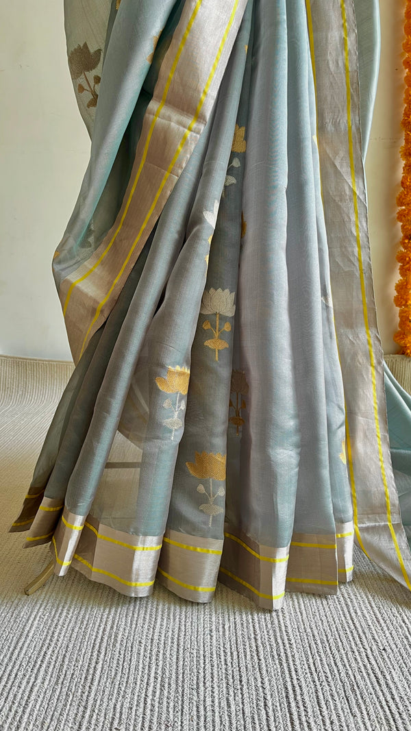 'BHAVINI' Handwoven Mulberry Silk Chanderi Saree