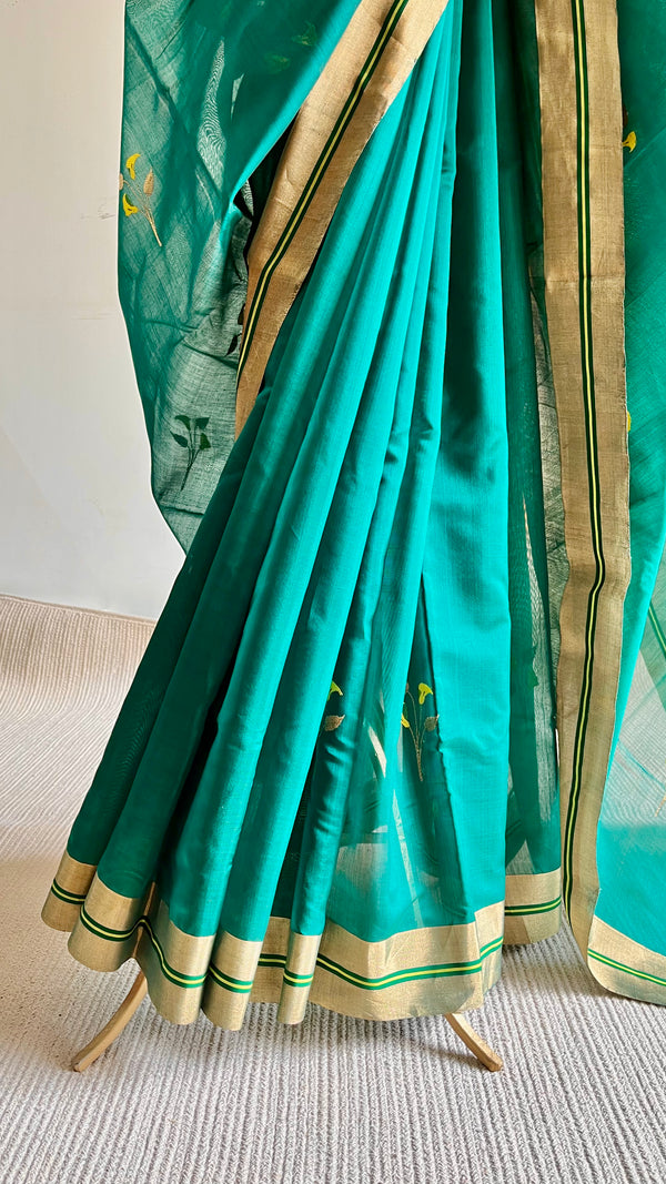 'DEVAMATA' Handwoven Silk-Cotton Chanderi Saree
