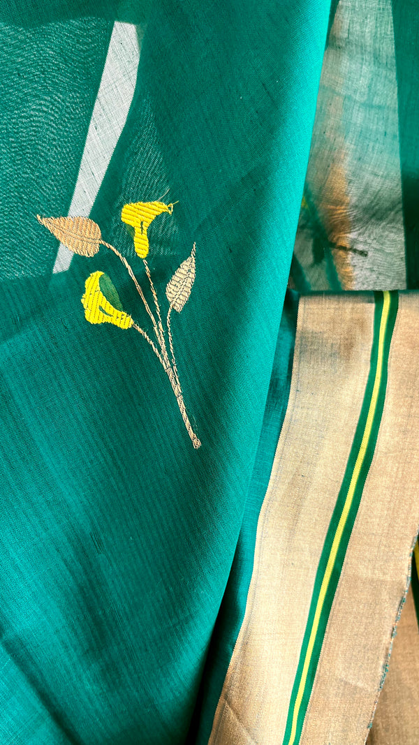 'DEVAMATA' Handwoven Silk-Cotton Chanderi Saree