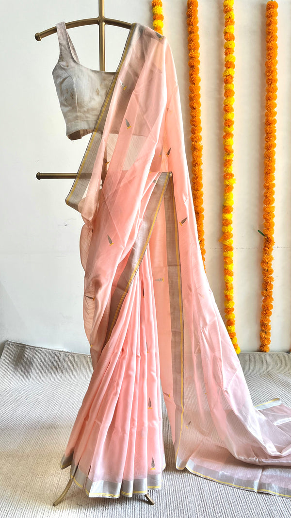 'BHADRA' Handwoven Silk-Cotton Chanderi Saree