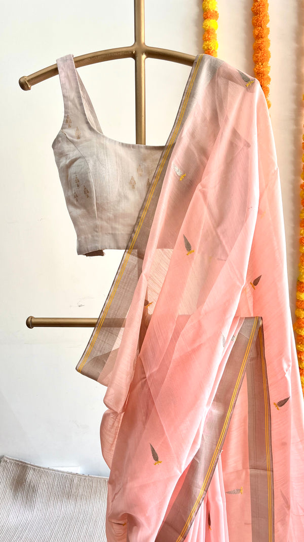 'BHADRA' Handwoven Silk-Cotton Chanderi Saree