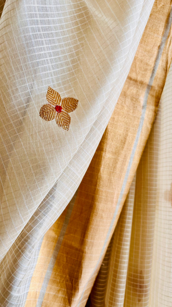 'VIKRAMA' Handwoven Silk-Cotton Chanderi Saree