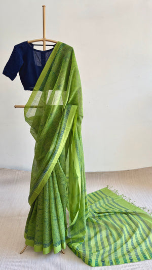 'KRAMA : Green' Mangalagiri Cotton Saree