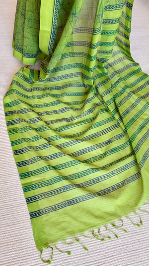'KRAMA : Green' Mangalagiri Cotton Saree