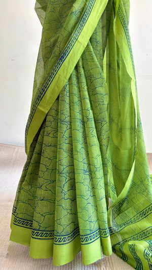 'KRAMA : Green' Mangalagiri Cotton Saree