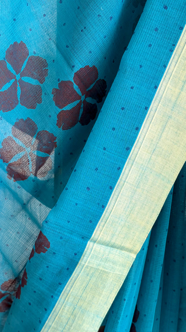 'UDGAM : Teal' Mangalagiri Cotton Saree