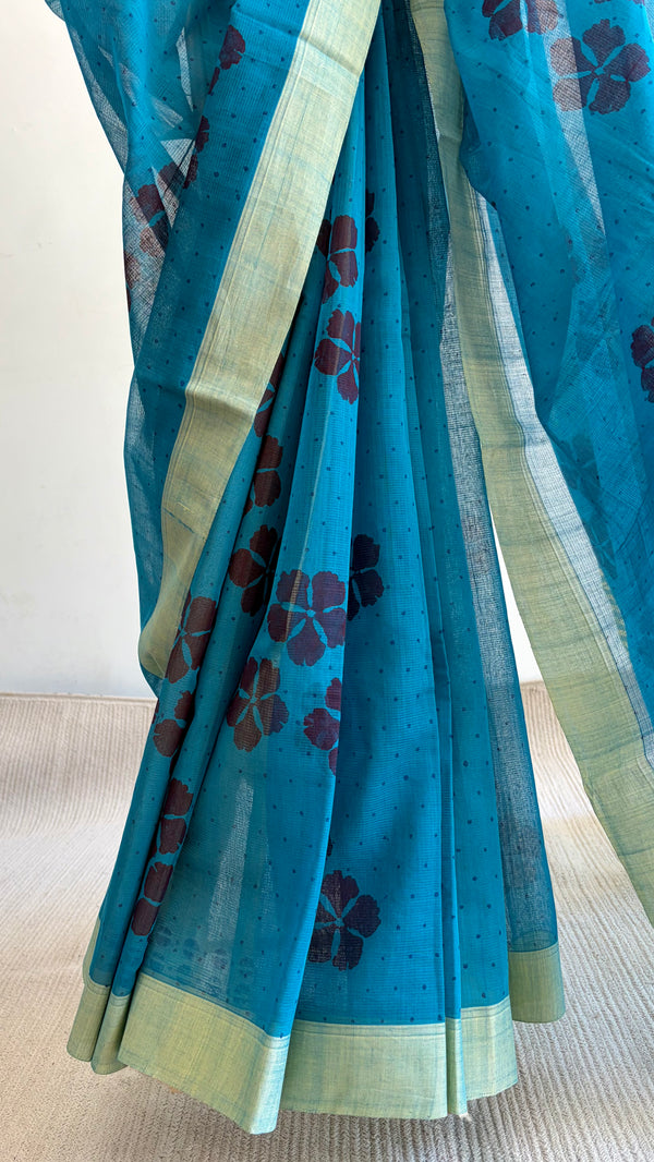 'UDGAM : Teal' Mangalagiri Cotton Saree