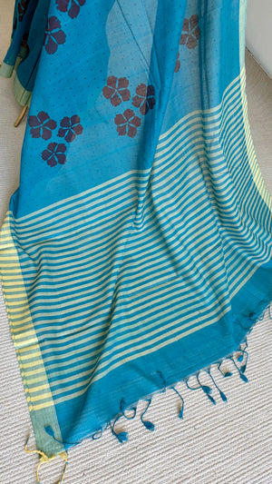 'UDGAM : Teal' Mangalagiri Cotton Saree
