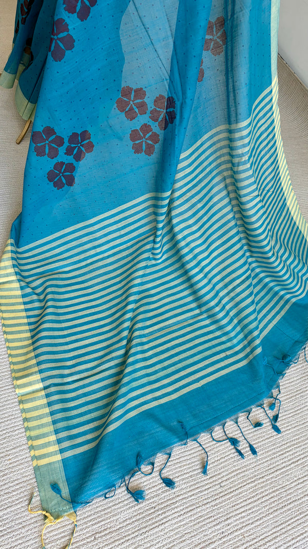 'UDGAM : Teal' Mangalagiri Cotton Saree
