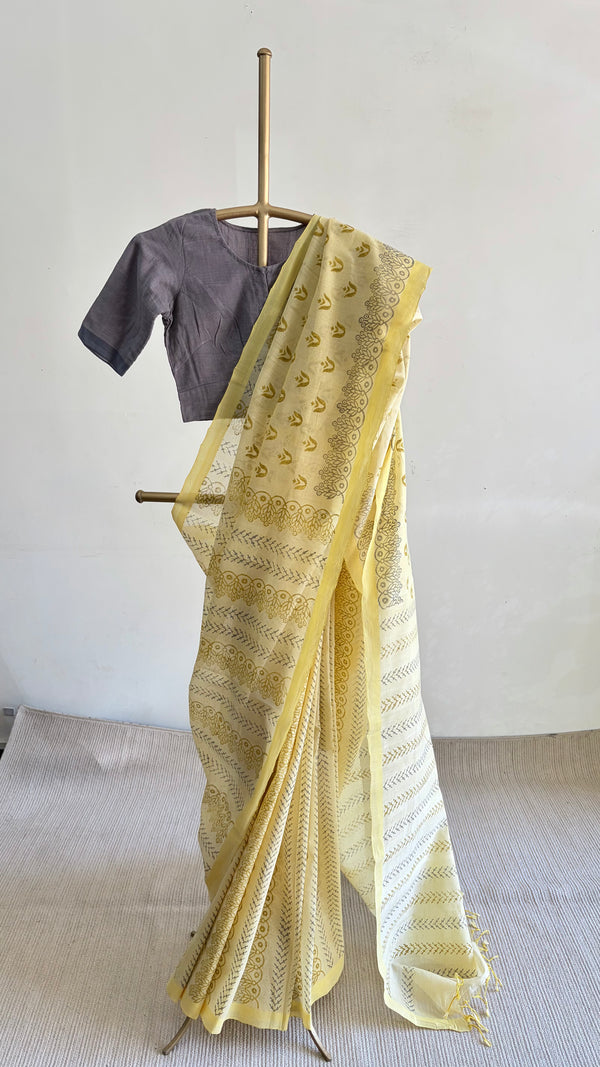 'TULA : Yellow' Mangalagiri Cotton Saree