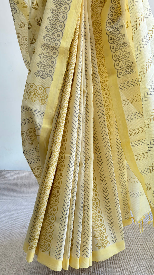 'TULA : Yellow' Mangalagiri Cotton Saree
