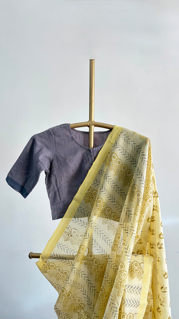 'TULA : Yellow' Mangalagiri Cotton Saree