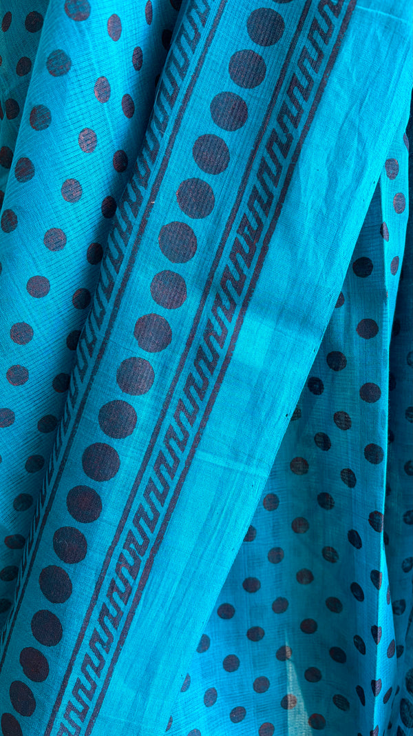 'VRITTA : Teal' Mangalagiri Cotton Saree