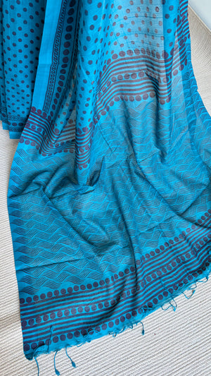'VRITTA : Teal' Mangalagiri Cotton Saree